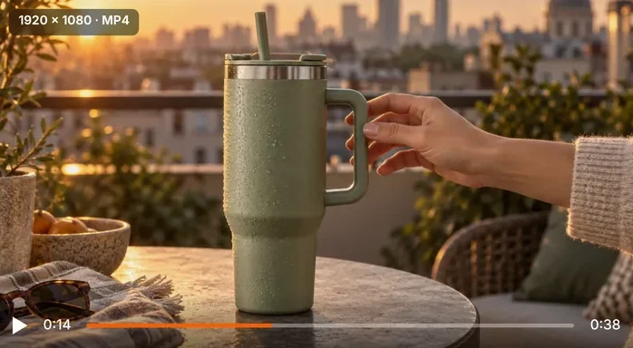 保存为 1080p MP4 的商品视频及其封面